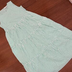 J. Crew Green and White Striped Midi Dress